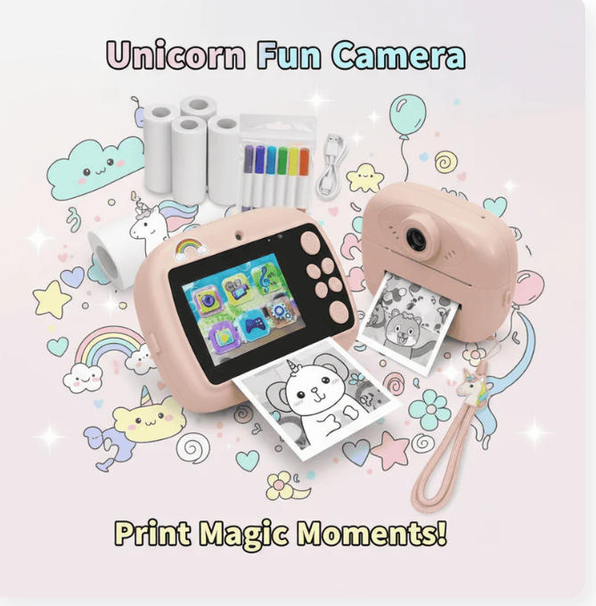 Kids Instant Print Camera 📸   Print Photos Instantly – No Ink Needed!