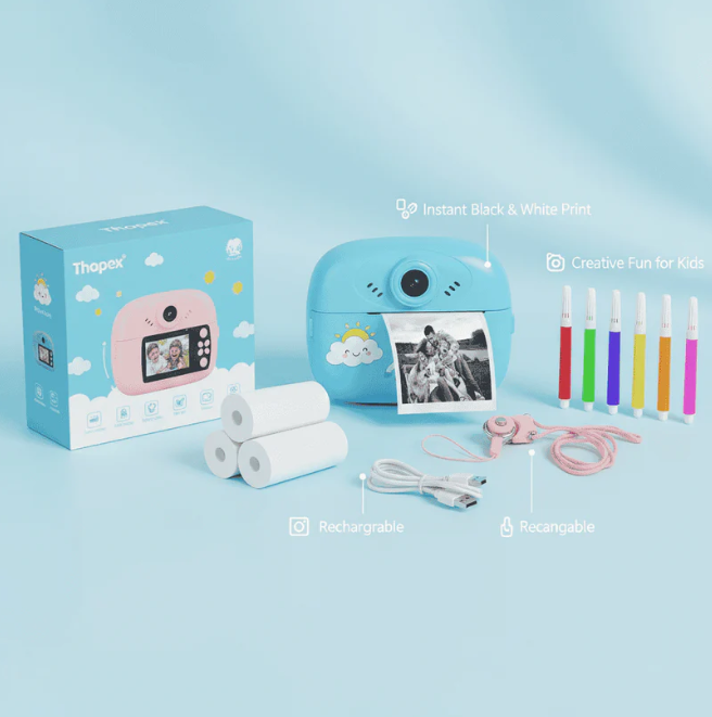 Kids Instant Print Camera 📸   Print Photos Instantly – No Ink Needed!