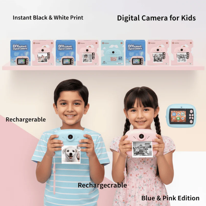 Kids Instant Print Camera 📸   Print Photos Instantly – No Ink Needed!